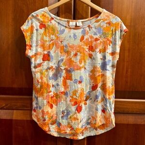 Joie Multicolor Floral Short Sleeve Top Medium